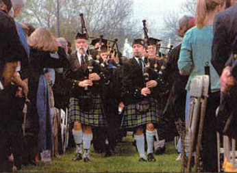 picture of bagpipers performing at Southwestern University inauguration